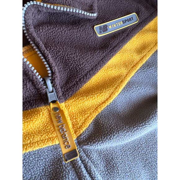 New Balance Winter Sport 18/20 Youth XL Adult M Gray Brown Yellow Fleece Jacket - Picture 3 of 8